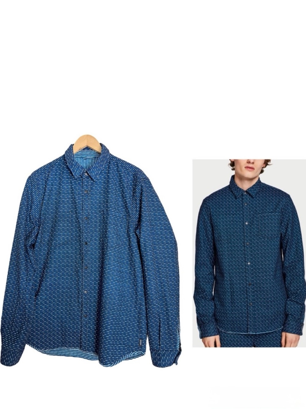 SCOTCH & SODA Amsterdams Blauw Reversible Shirt Size XL
